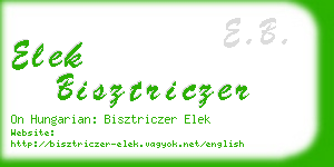 elek bisztriczer business card